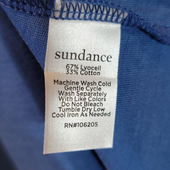 Sundance Ilaria Top Long Sleeve V-neck Shirt Womens Large Blue Bishop Sleeve - Picture 12 of 14